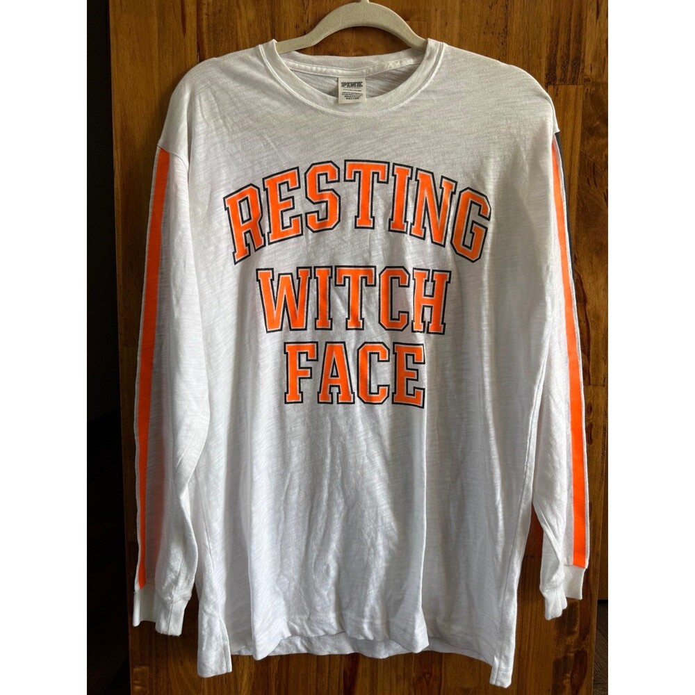 Victoria’s Secret PINK Resting Witch Face Long Sleeved Tee Sz. Small